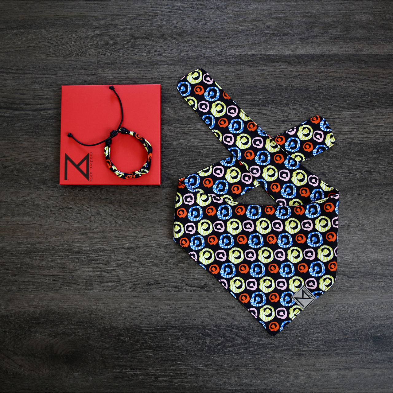 Premium Designer Dog Bandana with Matching Bracelet